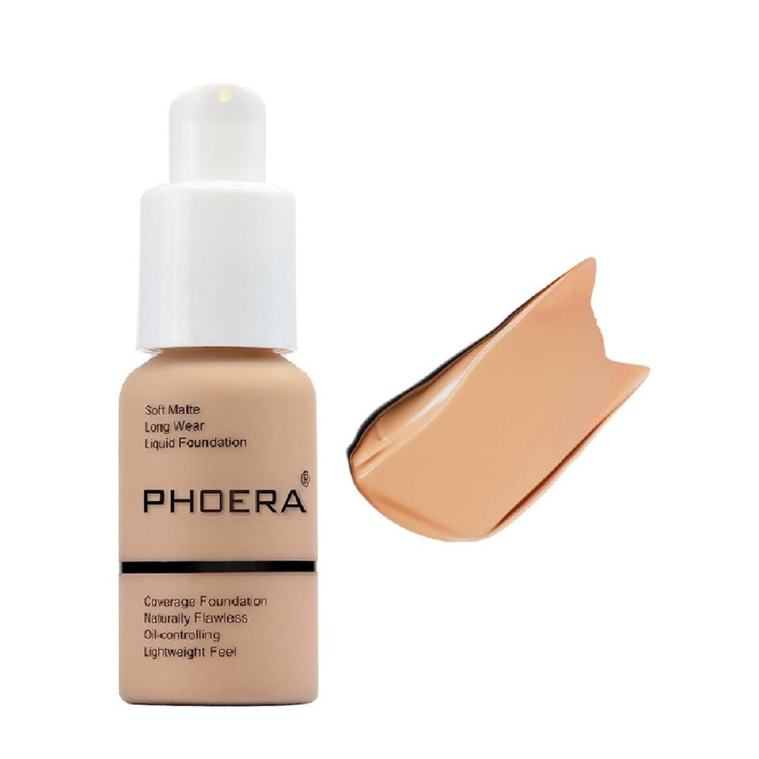 Phoera Foundation,Full Coverage Flawless Soft Matte 24 Hr Oil Control Waterproof Concealer Makeup. (1 Pcs-104- Buff Beige)