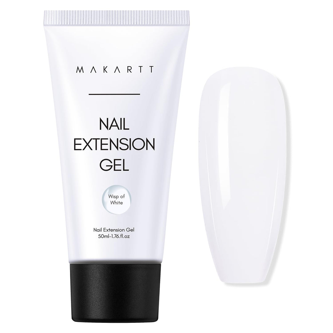 Makartt Poly Nail Gel - Milky White 50ML Gel Builder for Natural-Looking Nail Strengthener 3D Diy Hard Gel Manicures Nail Art At Home-Wips of White