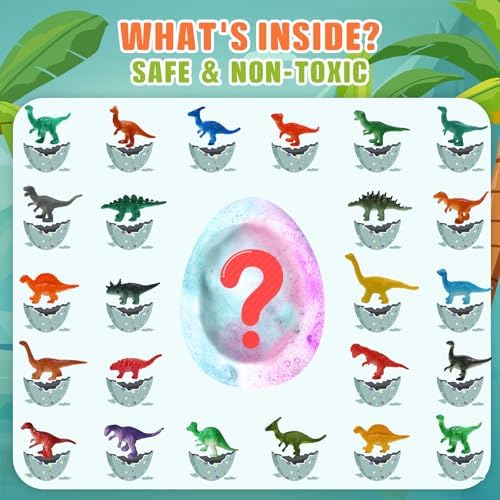 Bath Bombs for Kids with Dinosaur Toys Inside, 9 Pack Natural and Organic Dinosaur Bath Bombs Bubble Bath Gift Set, Stocking Stuffers for Kids, Perfect Christmas Birthday Gifts for Kid 3-12