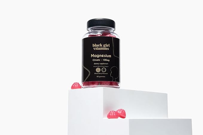 Black Girl Vitamins - Magnesium Gummies, for Sleep, Immunity, and Bone Support. Magnesium Citrate Supplement with (100mg) per Serving, Gluten-Free (Mixed Berry). 60ct