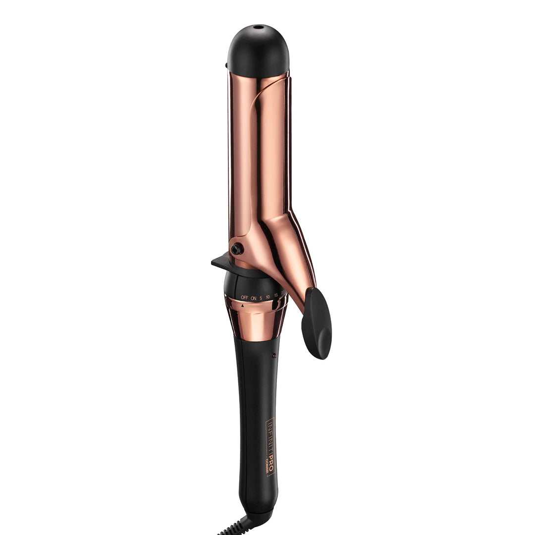 INFINITIPRO BY CONAIR Rose Gold Titanium 1 1/2-Inch Curling Iron, 1  inch barrel produces soft waves - for use on medium and lon