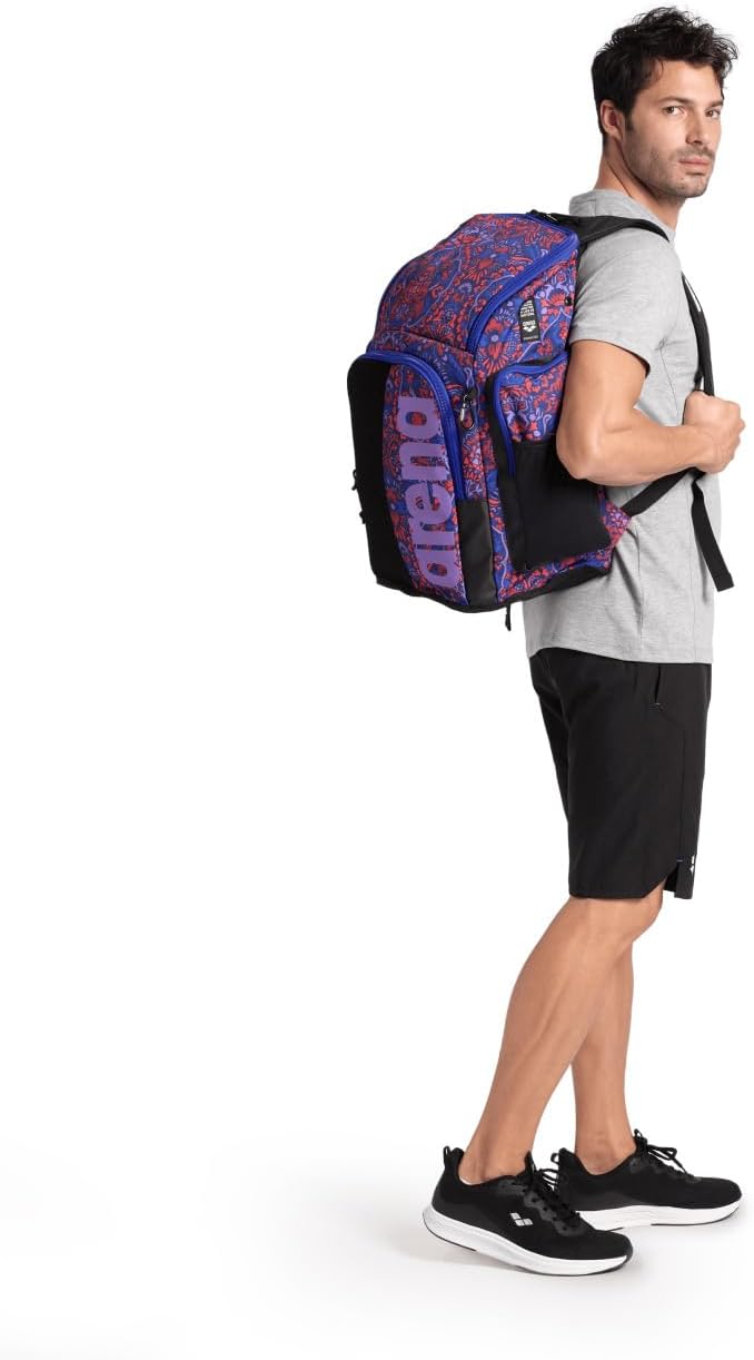 ARENA Spiky III Backpack 45 Swimming Athlete Sports Gym Rucksack Large Training Gear Equipment Swim Bag for Men and Women, 45 Liters, Lydia Tapestry