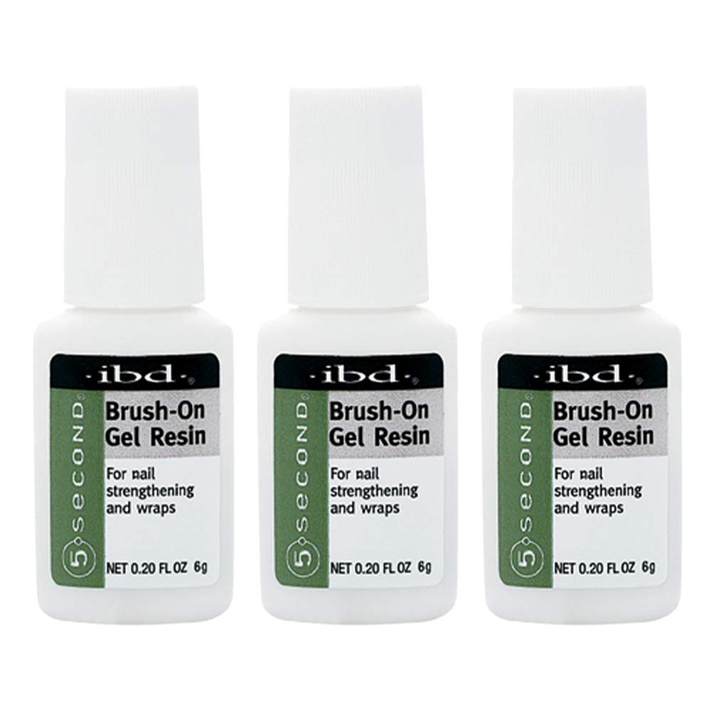 IBD 5 Second Brush On Nail Glue Gel Resin – Strong Nail Glue for Broken, Cracked & Split Natural Nails, NailBond Repair & Strengthening for Wraps – 6g, 3 Count