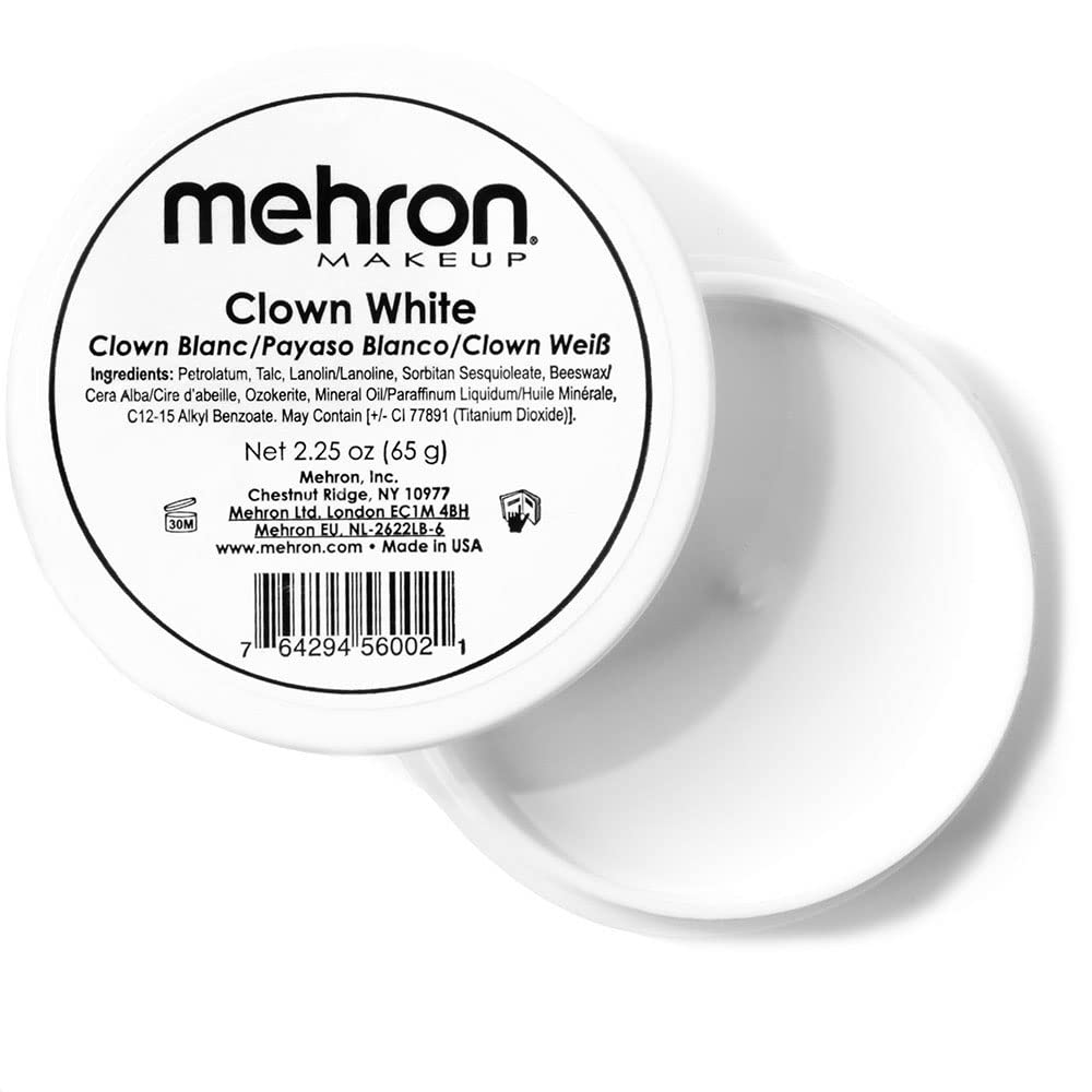 Mehron Makeup Clown White Professional Face Paint Cream Makeup | White Face Paint Makeup | Halloween Clown Makeup 2.25 Oz (65G)