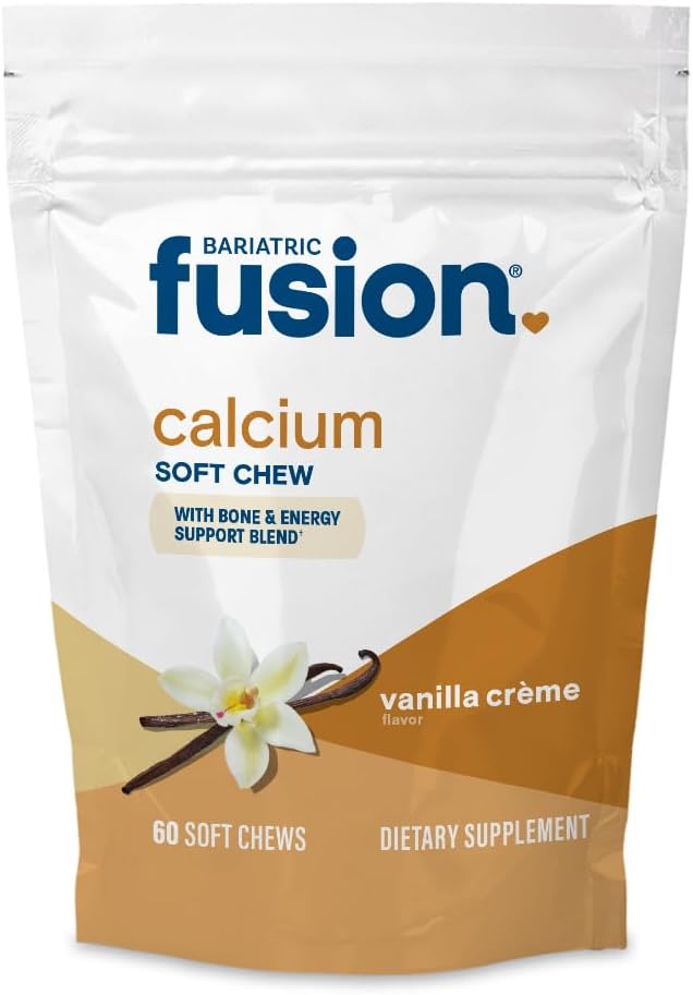Bariatric Fusion Bariatric Calcium Chews | Calcium Citrate with Vitamin D3 Calcium Supplement Bariatric Vitamin | Sugar Free Calcium Citrate Chewable | Calcium Citrate 500mg | Vanilla | 60 Count