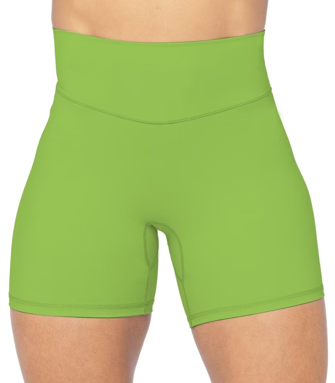 Sunzel No Front Seam High Waist Biker Shorts for Women, Squat Proof Yoga Workout Gym Bike Shorts 5" Greenery X-Small