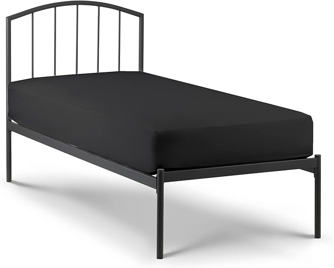 4-PC Cot Sheet Set - 25x75, 100% Cotton Fitted Sheet - Perfect for Narrow Twin/RV Bunk/Camping Cot/Guest Bed Replacement, Fits Upto 4-8" Deep Mattress - Charcoal Solid