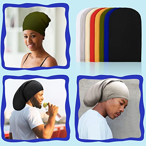 8 Pieces Unisex Dreadlock Cap Dreadlock Spandex Cap Long Hair Dreads Head Wrap Sleep Bonnet Full Cover for Men, 15 x 9 Inch (Multi Color)