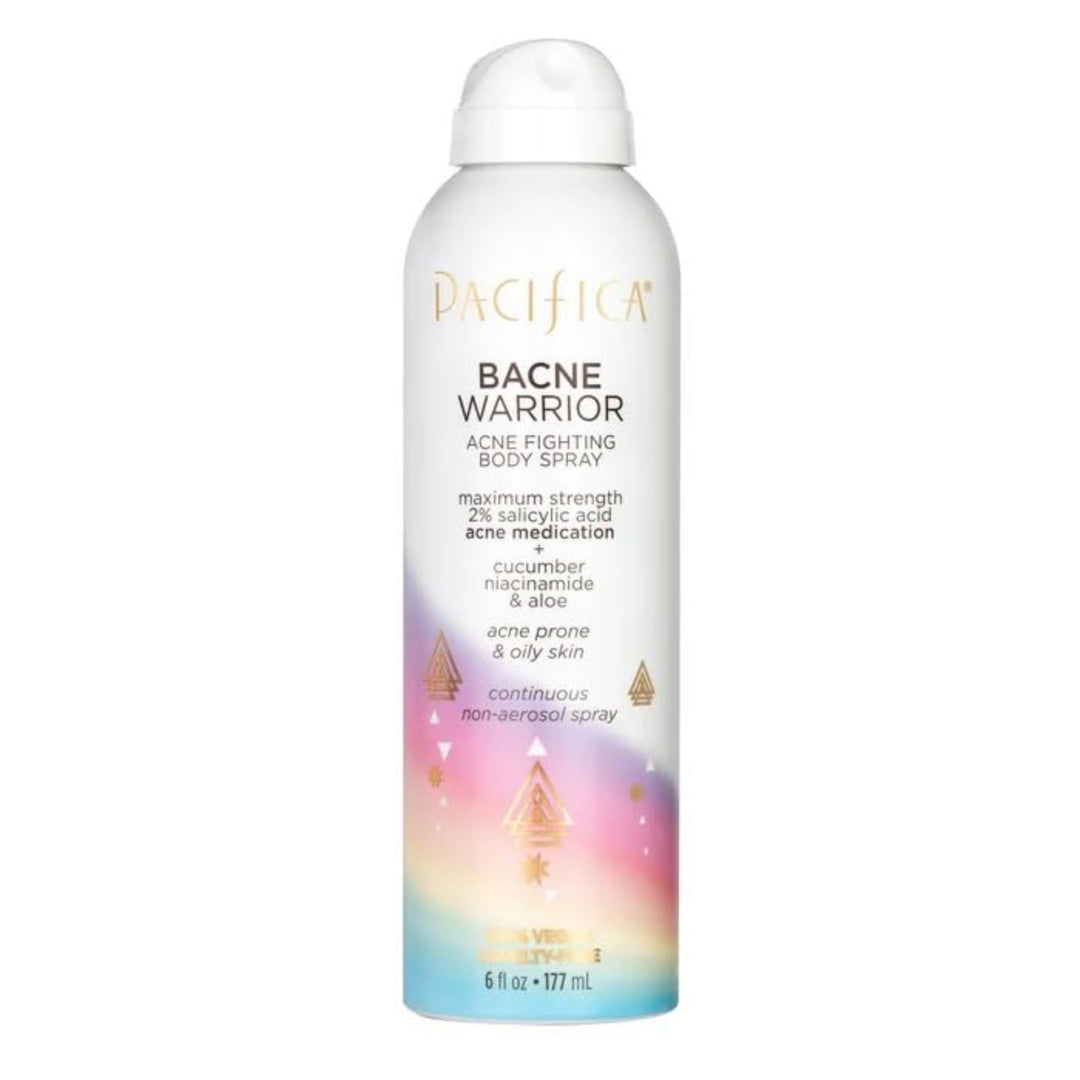 Pacifica Bacne Acne Cleanser Spray - Bacne Warrior - Body Spray For Acne Treatment - W/ 2% Salicylic Acid Niacinamide & Aloe - F