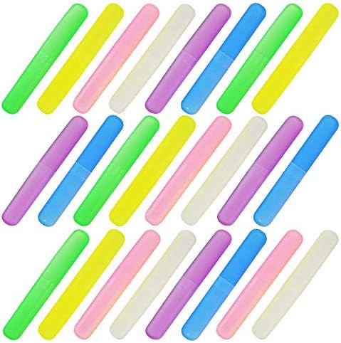 24PCS Plastic Toothbrush Case Six Colors Portable Dust-proof Toothbrush Cases Toothbrushes Holder for Daily and Travel Use (24)