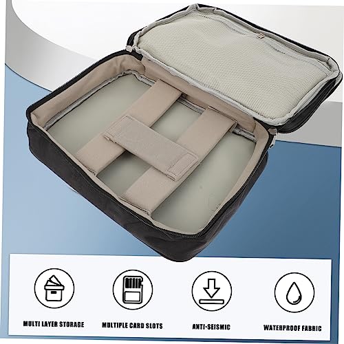 HEMOTON Multipurpose Electronic Products Storage Bag with Three Layers, Earphone and Data Cable Organizer Pouch Travel Carry Case, Black