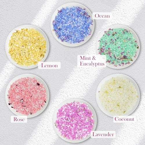 Bath Salts Gift Set 6-Pack - Relaxing Aromatherapy Spa Set for Women, 80g Self-Care Gifts for Mom, Mother's Day Birthday Gifts with Natural Sea Salts