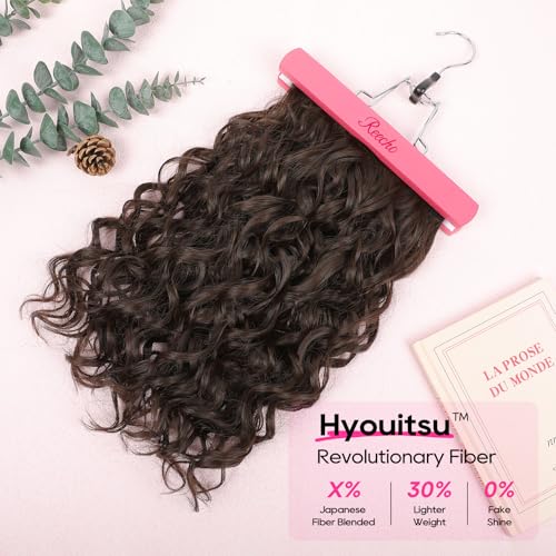 REECHO Curly Hair Extensions, 4PCS 16 inch Clip in Hair Extensions Lace Weft Short Curly Hair Extensions Clip Ins Invisible Natural Hairpieces for Women, Chocolate Brown