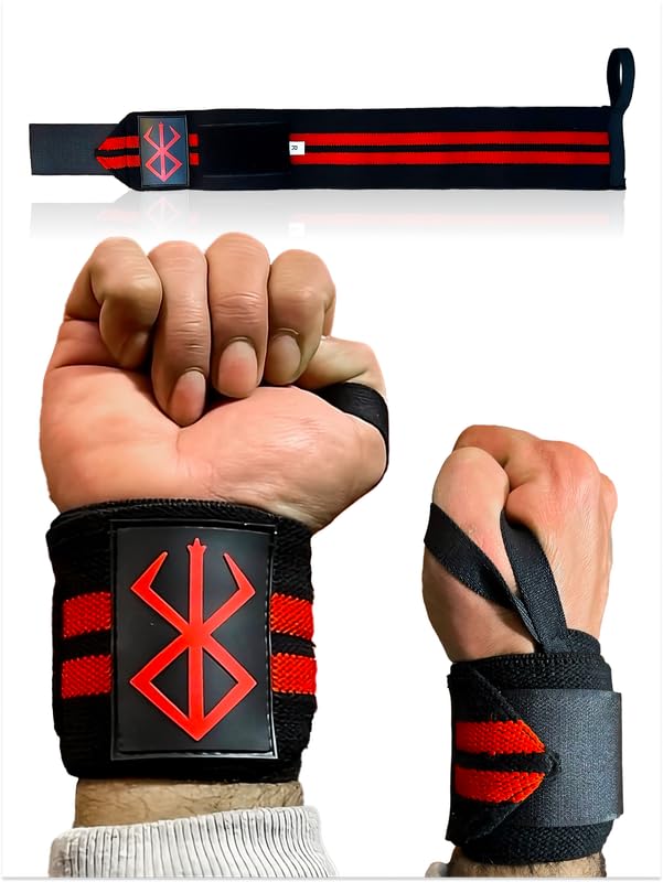 CROWN Anime Wrist Wraps Lifting Straps 24" for Men and Women - 1 Pair Each, Gym Accessories Support Weightlifting, Powerlifting, Strength Training, and Improve Workout, Black Brserk