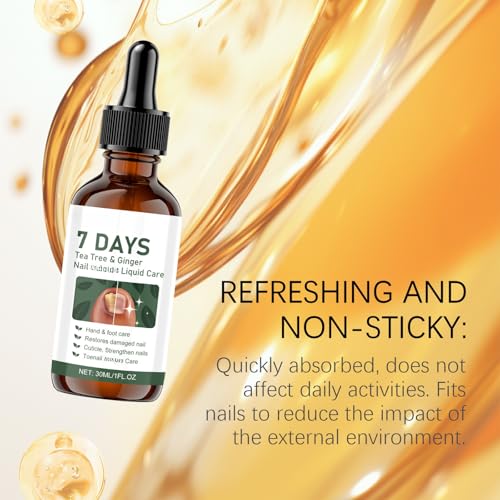 Tea Tree Ginger Nail Treatment, 7 Days Ginger Nail Growth Serum & Cuticle Care Treatment, Repair & Strengthener