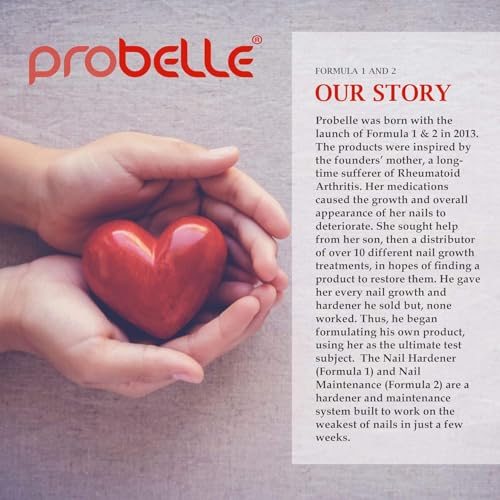 Probelle Nail Hardener Formula 1 - Repair Damaged Nails, Extra Strong Nail Growth Base Coat For Brittle Nails, Grows and Strengthens Soft, Weak Nails, Aids Splitting, Breaking, Peeling Nails