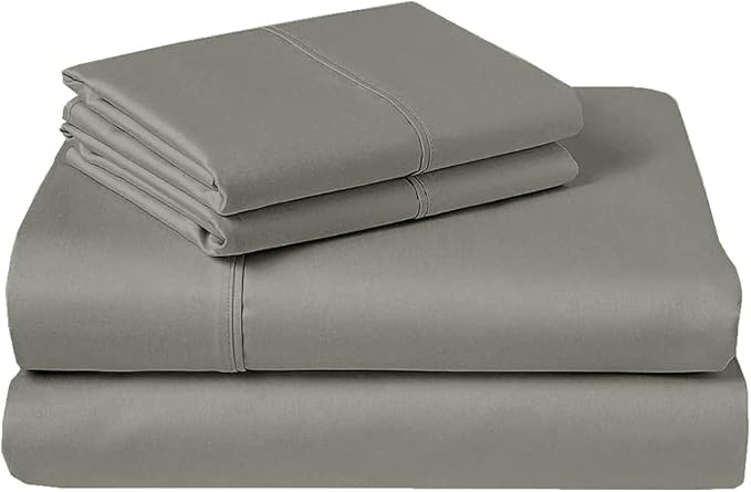 4-PC Cot Sheet Set, 33x75, 100% Cotton Fitted Sheet - Perfect for Narrow Twin/RV Bunk/Camping Cot/Guest Bed Replacement, Fits Up to 4-8" Deep Mattress - Grey Solid