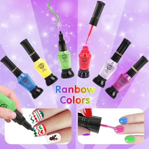 BATTOP Kids Nail Art Kit for Girls Ages 7-12 with Nail Dryer & 2 in 1 Water Based Nail Polish Pen & 3D Decoration & Sticker and Nail Flier - Idea Birthday Gifts for Girls 7 8 9 10 11 12