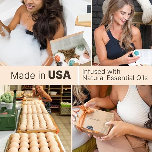 Bath Bombs Gift Set, USA Made with Organic & Natural Ingredients, Relaxing Spa Gifts for Women & Men