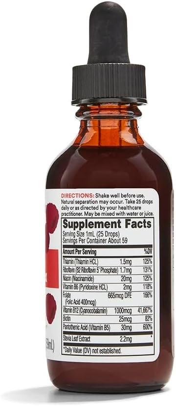 365 by Whole Foods Market, Super B-12 B-Complex Liquid Supplement, Raspberry Natural Flavor, Vegan, 2 Fl Oz