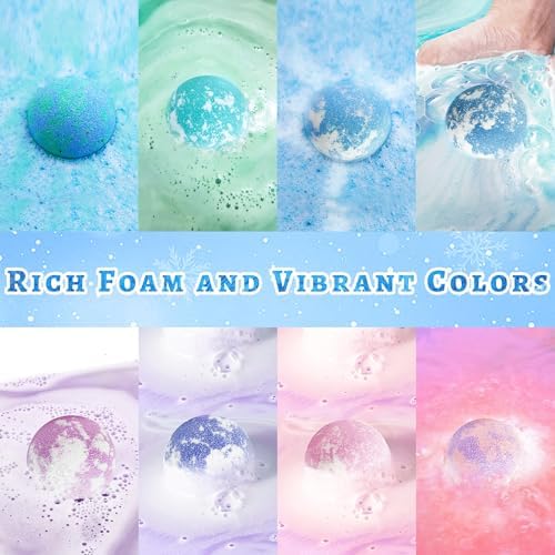 Bath Bombs for Kids with Surprise Inside, 8 Pack Bath Bombs with Frozen Toys, Princess Jewelry & Cross-Body Bag, Natural Fizzy Bubble Bath Balls with Jewelry Set, Christmas Birthday Gift for Girls