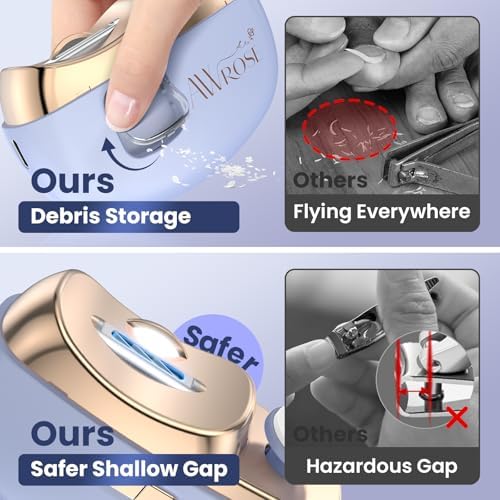 2025 Upgraded Electric Nail Clipper, 2 in 1 Electric Polishing Automatic Nail Clippers, Baby Nails Trimmer with Debris Storage & LED Light, Fingernail Clipper for Men/Women/Seniors/Adult/Kids