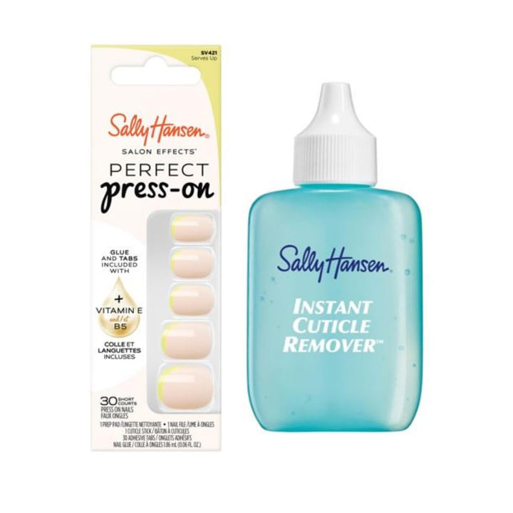 Sally Hansen Instant Cuticle Remover | Press-On Nails Set | 30 Designs & Glue