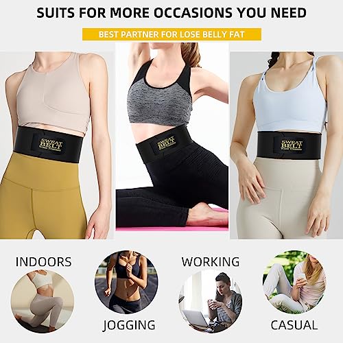 kissleaf Waist Trainer for Women Lower Belly Fat Sweat Band for Stomach Weight Loss get into shape Waist Trainer for Women Working Out Sweat Belts for Weight Loss (Unisex) -Black-M
