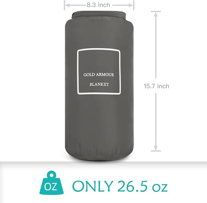 Gold Armour Puffy, Packable Camping Blanket - Lightweight & Compact Insulated Quilt for Outdoor - Camping Gear (Gray)