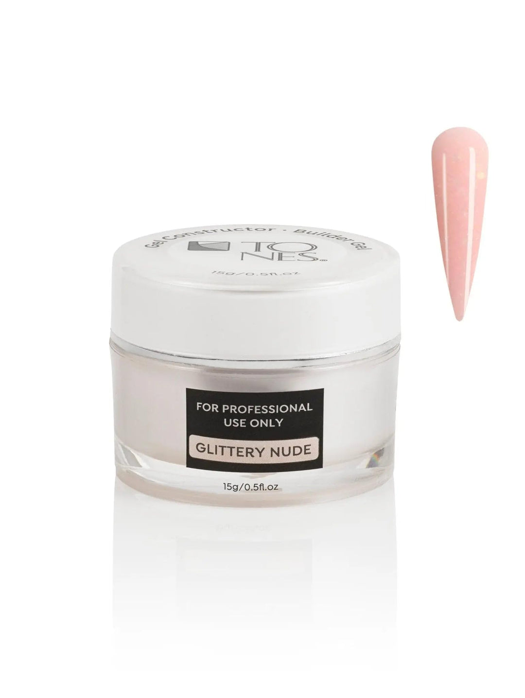 TONES Nail Builder Gel - Premium Self Leveling Builder Gel and Nail Extension Gel for Professional Nail Design - Salon-Quality LED and UV Nail Building Gel - (0.5 Fl Oz, Glittery Nude)