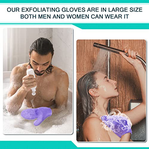 Karenhi 2 Pcs Honeycomb Exfoliating Glove Set Exfoliating Bath Mitt Honeycomb Face and Body Scrubber Shower Mitt for Cleaning Body Shower Face Skin Beauty Spa, Quick Drying(Purple)