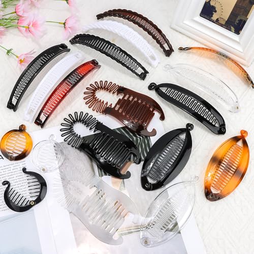 18pcs Banana Clip Hair Clips, Hapdoo Banana Clips for Women Girls Volumizing Ponytail Hair Claw Clip Styling Accessories, 6 Styles
