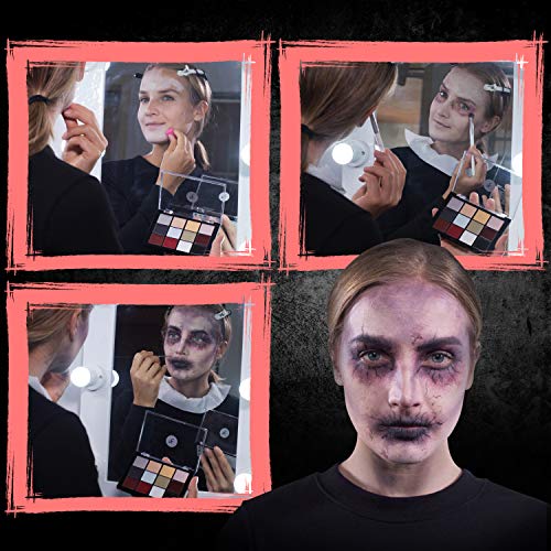 12-Color Death FX Cream Palette, Professional Quick Drying Waterproof SFX Makeup for the Stage, Film, Costumes, Cosplay, Halloween