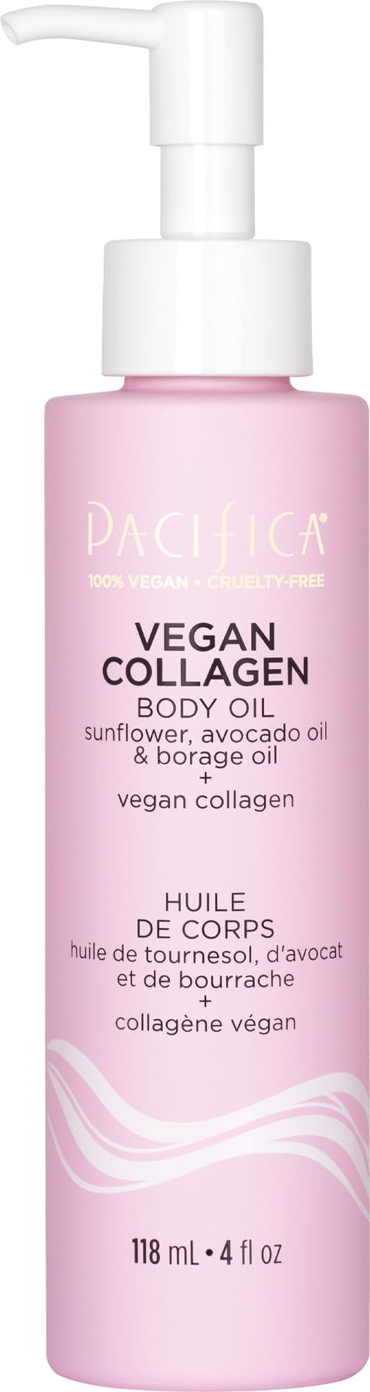 Pacifica Vegan Collagen Body Oil - Moisturizing, Hydrating Massage for Dry Skin, Soft & Radiant Glow, Jasmine Scent, 4 fl oz