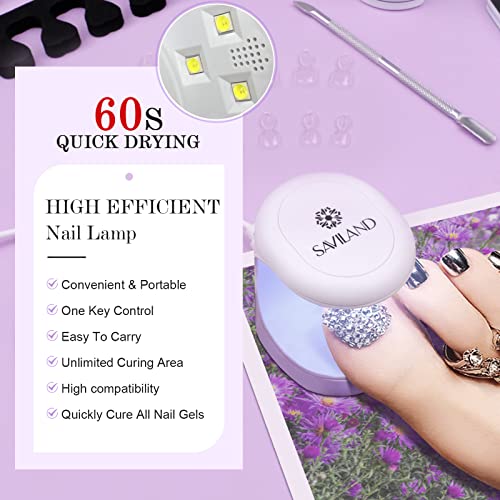 SAVILAND Toenail Tips and Solid Glue Gel: 500 PCS Clear Press on Toe Tips with Nail Glue Gel Base & Top Coat U V Light Pedicure Kit for Salon Home DIY Gift For Women