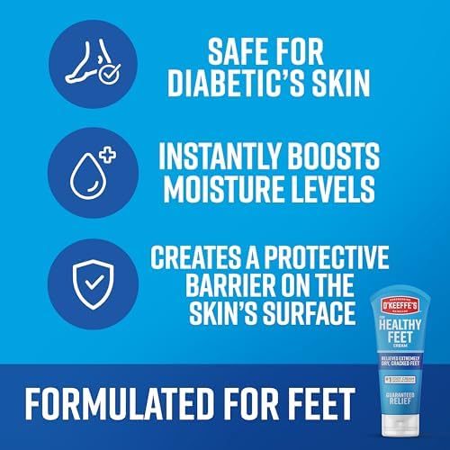 O'Keeffe's for Healthy Feet Foot Cream - 3 oz Tube (2 Pack) - Guaranteed Relief for Extremely Cracked, Dry Feet, Repairing Skincare, Instantly Boosts and Retains Moisture Levels