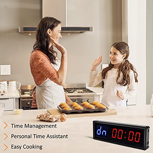 BTBSIGN LED Interval Timer Count Down/Up Clock Stopwatch with Remote for Home Gym Fitness Blue