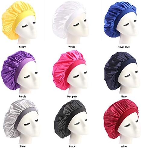 beauty YFJH Soft Satin Silk Salon Bonnet Night Sleeping Wide Band Hat Hair Loss Cap for Women