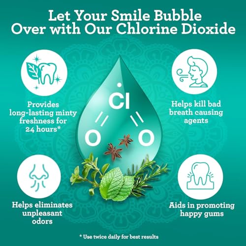 GuruNanda Fresh Breath Mouthwash, ADA-Accepted, Alcohol & Fluoride-Free, Sodium Chlorite, Essential Oils & Vitamins, 12-Hrs Fresh Breath, Wild Mint, 16 oz - 2 Pack