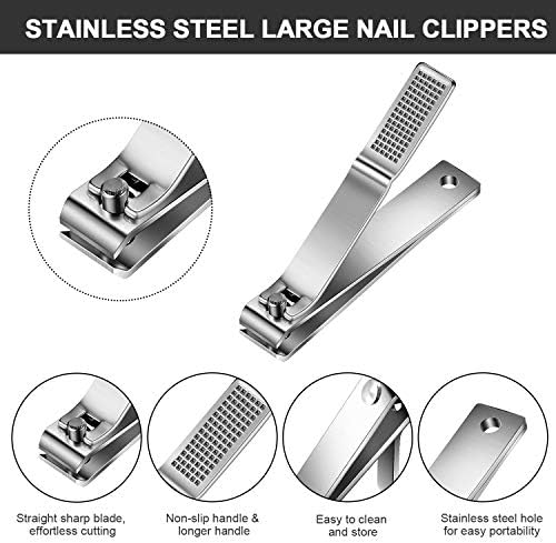 Mudder 6 Pieces Large Toenails Clippers Straight Edge Toenails Clippers Stainless Steel Nails Cutters for Men Women Thick Nails(Silver)