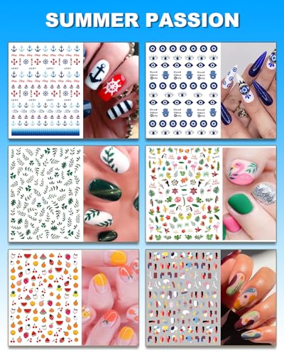 winthrop 36 Sheets All Holiday Nail Art Stickers, Mixed Season Nail Decals Set for All Year, Spring Summer 3D Self-Adhesive Colorful Pegatinas Uñas Daisy Butterfly 4th of July Halloween Christmas