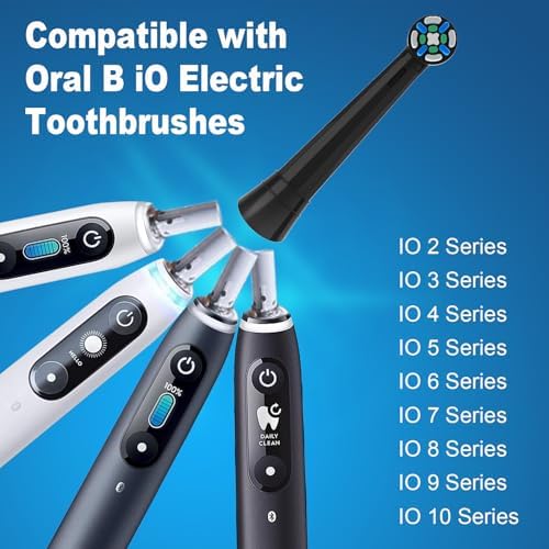 8PCS IO Replacement Heads Compatible with Oral B IO, for Oral B IO 2/3/4/5/6/7/8/9/10 Series Electric Toothbrushes, Medium Softness for Protect Teeth and Gums, Black/White