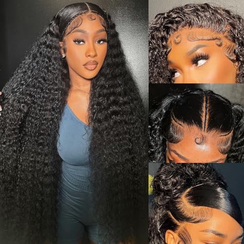 200% Density 28 Inch 13x6 Deep Wave Lace Front Wigs Curly Human Hair Wig Wet And Wavy HD Lace Front Wigs Human Hair Pre Plucked Frontal