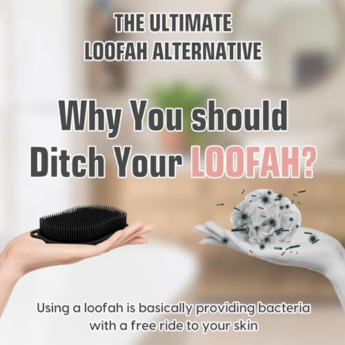 Silicone Loofah -2pc Exfoliating Body Scrubber, Soft Dual-Sided Silicone loofa for Body Clean and Massage, Gentle Bath Brush Lathers Well for All Kinds of Skin
