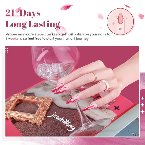 JEWHITENY 45PCS Gel Nail Polish Kit with U V Light LED Nail Lamp 40 Colors Set Manicure Tools All-In-One Nail Gel Kit
