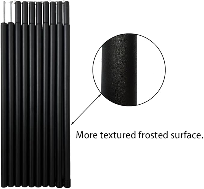 Adjustable Tarp Poles for Camping with 2 Silicone Protective Caps - Portable Tent Poles Replacement for Rain Fly, Awning, Outdoor Hiking, Backpacking, and Sunshade - Set of 2 Tent Poles.