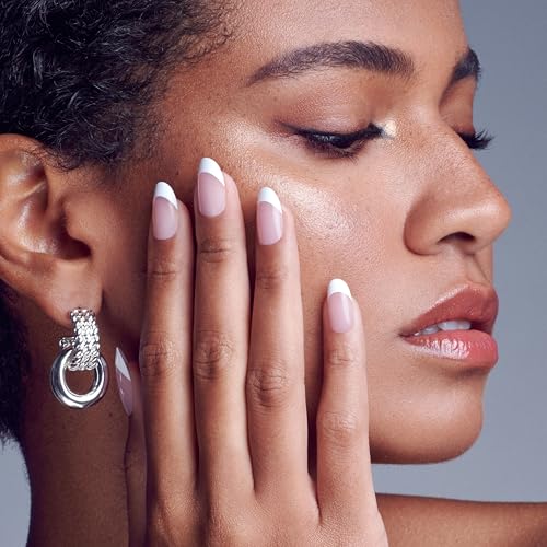 KISS Salon X-tend, Press-On Nails, Nail glue included, Pure', Light White, Medium Size, Oval Shape, Includes 30 Nails, 5Ml Led Soft Gel Adhesive, 1 Led Lamp, 1 Prep Pad, 1 Manicure Stick, 1 Mini File