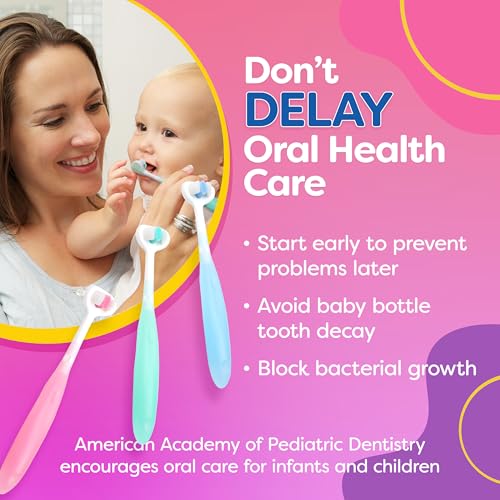 Trueocity Extra Soft Toddler Toothbrush, Toddler Toothbrushes 1-2 1-3 2-4, Toothhugger High Efficient 3 Sides Baby Toothbrush 12 Months and Up, Infant Training Brush, Sensory Oral Care Set (3 Pack)