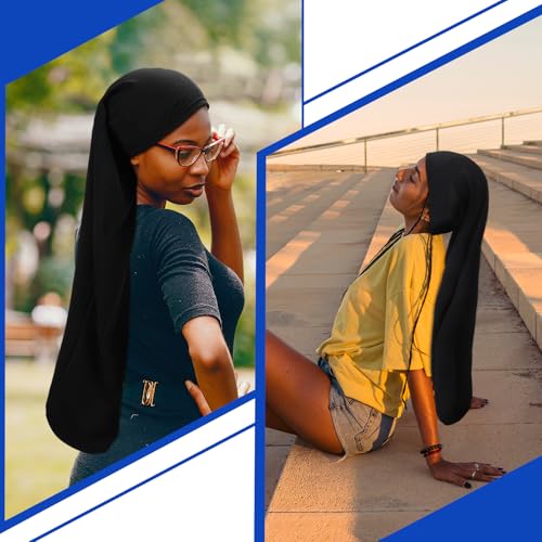 2 Pcs Jumbo Black Dreadlock Cap Hair Dreads Head Wrap Loc Wraps for Dreads Hair Accessories for Men Women Sleeping(30 Inch)