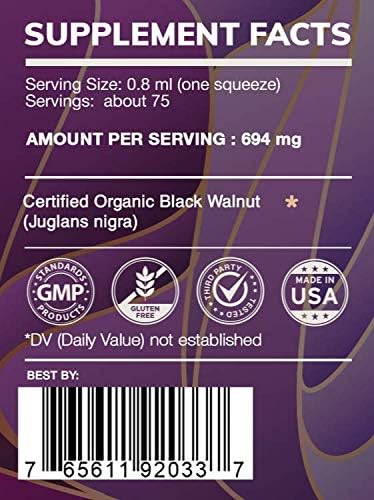 Earth's Love - Black Walnut Alcohol-Free Herbal Extract Tincture, Super-Concentrated Black Walnut (Juglans Nigra) Dried Hull (2 Fl Oz)